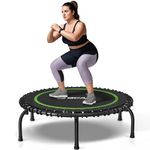 BCAN 40" Foldable Fitness Trampoline, Silent Bungees, Upgraded Arched Leg, 450LBS Weight Capacity Mini Trampoline, Stable & Quiet Exercise Rebounder for Adults Indoor/Garden Workout