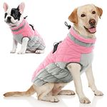 AOFITEE Dog Coat, Warm Dog Jacket Dog Winter Coats, Reflective Turtleneck Dog Fleece Vest with Harness Built in, Waterproof Windproof Dog Snow Jacket Snowsuit for Small Medium Large Dogs, Pink S