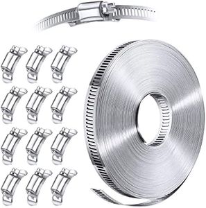 STEELSOFT Stainless Steel Band Clamp System, DIY, Large Hose Clamp 2.5''-190'' Diameter, 50 FT Strap + 12 Fasteners, Metal Strapping, Muffler Heat Shield Wrap Strap Clamps, Pole Mount Secure