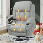 YONISEE Lift Chair Recliners for Elderly, Recliner Chair with Massage & Heat, Extended Footrest, Riser Reclining Chair with Type C+USB, 2 Cup Holders & 4 Side Pockets, 2 Hidden Armrest Storage