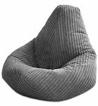 Jumbo Cord Beanbag Chair, Large Bean Bags in Plush High back Beanbags, Lounger, Recliner Highback (Grey)