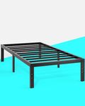 TATAGO Single Bed Frame 100 x 195 cm Metal Platform,Heavy Duty Bed Frames Steel Slat Support,41cm Under-bed Storage Space