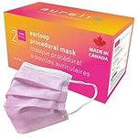 Aurelia - Level 2 Pink Disposable Face Masks, Breathable 50 Units, 3 Ply Layer, Made in Canada (50 Count)