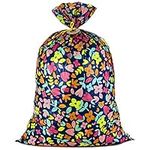 Hallmark 56" Large Plastic Gift Bag (Pink and Yellow Flowers) for Easter, Birthdays, Bridal Showers, Baby Showers, Mother's Day and More