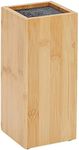 Juvale Bamboo Universal Knife Block with Adjustable Bristles for Kitchen Counter (4 x 4 x 9 In)