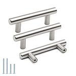 goldenwarm 10 Pack Cabinet Handles Brushed Nickel Drawer Handles Kitchen Cabinet Door Handles Brushed Nickle T Bar Drawer Pulls 1/2 inch Diameter Hole Spacing 64mm 2-1/2in