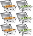 Wilprep Chafing Dishes Food Warmers with Pans Chafing Fuel Chafing Dish Set 9L Rectangular Stainless Steel Buffet Warmer 6 Packs for Buffets Caterings Parties Buffet Server Warming Tray (6Packs)