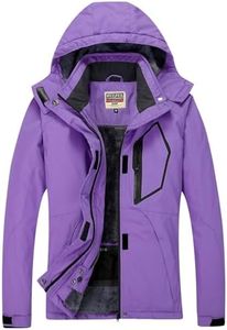 WULFUL Women’s Waterproof Snow Ski Jacket Mountain Windproof Winter Coat with Detachable Hood, Purple, X-Large