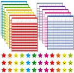 12 Pack Multi-Color Dry Erase Incentive Chart/Chore/Responsibility/School Attendance/Homework Progress Tracking Chart with 2112 Reward Star Stickers, (17" x 22.5")