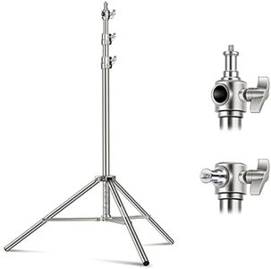 NEEWER 7.2ft/2.2m Stainless Steel Light Stand, Spring Cushioned Heavy Duty Photography Tripod Stand with 1/4” to 3/8” Screw Adapter for Strobe,LED Video Light,Ring Light, Monolight, Softbox