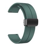 MAKCPOIMER Universal 19mm 20mm 22mm Silicone Bands, Quick Release Sport Watch Bands with Magnetic Folding Buckle for Men & Women (19mm, Green)