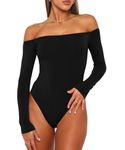 Navneet Body Suits Women Long Sleeve Bodysuit Off Shoulder Tops Body Suit Dressy Going Out Unitard Leotard Top Black M