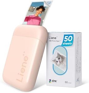 Liene Photo Printer, 2x3 Mini Instant Portable Color Mono Picture Printer w/ 50 Zink Adhesive Paper, Bluetooth 5.0, Compatible w/iOS & Android, Small Photo Printer for iPhone, Smartphones, Pink