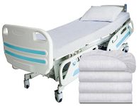 White Classic Fitted Hospital Bed Sheets Set, Soft Jersey Knitted T-Shirt Quality [4 Pack]