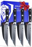 Dalstrong Steak Knife Set - 4-Piece - 5 inch Straight - Gladiator Series Elite - Forged German High-Carbon Steel - Black G10 Handle - Sheaths - Dinner Set Kitchen Knives - NSF Certified