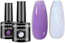 Senvenski Purple Jelly Gel Nail Polish, Pearl Opal Mermaid Gel Polish, Ice Crystal Nude Sheer Clear Glass Purple Gel Polish Translucent Gift Set UV LED Art Varnish Kit (CS2-019)