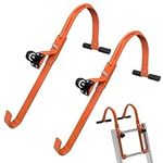 2 Pack Heavy Duty Ladder Roof Hook with Wheel Rubber Grip T-Bar for Damage Prevention,500 lbs Weight Ratin,Fast & Easy to Access Steep Roof