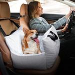 YITAHOME Dog Car Seat for Small Dogs Up to 20lbs, Soft Car Travel Dog Bed with Storage Pocket, Straps, Washable and Detachable, Portable Pet Booster Seats, Light Grey