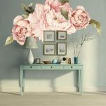 Floral Pink Peony Wall Decals, Watercolor Flower Removable Peel and Stick Wall Stickers For Bedroom, Bathroom, Kitchen, Dining Room, Nursery, Office, Home Decor