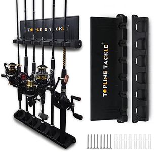 Topline Tackle 2 Set Vertical Fishing Rod Holders for Garage, Wall Mounted Fishing Pole Holders, Fishing Rod Rack for Storage 12 Rods