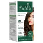 Biotique Herbcolor Conditioning Hair Colour l Ammonia Free Hair Color l 9 Organic Herbal Extracts l Natural and Healthy Shine l 50g + 110ml| Darkest Brown 3N (Pack of 1)