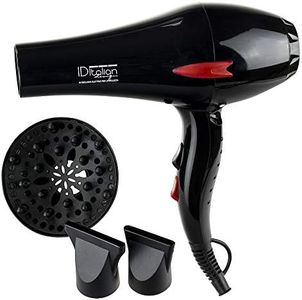 ID Italian Design | Secador de Pelo con Difusor Profesional 2 Modos de Calor, 2 Velocidades de Color Negro - 2200W
