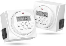 BN-LINK 7 Day Heavy Duty Digital Programmable Timer, FD60 U6, 115V, 60Hz, Dual Outlet, for Lamp Light Fan Security UL Listed(2 Pack)