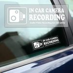 None Brand 4 Pcs Waterproof Vinyl Camera Recording Window Stickers, White 2 x 6 inch, for Rideshare, Van, Truck, Taxi, Maxi Cab, Bus, Coach Drivers