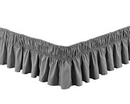 Fancy Collection Twin - Full Easy Fit Bed Ruffle Wrap Around Elastic Bed Skirt with 17" Drop New Easy Install Solid Grey