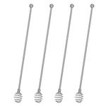 BURLIHOME Coffee Stir Sticks,BURLIHOME Stainless Steel Swizzle Sticks 4Pcs Reusable Beverage Stirrers with Honey Shape