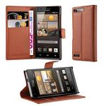 Cadorabo Book Case Compatible with Huawei Ascend G6 in Saddle Brown - with Magnetic Closure, Stand Function and Card Slot - Wallet Etui Cover Pouch PU Leather Flip