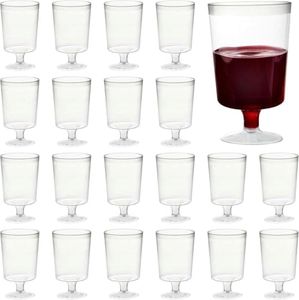 MATANA 50 Clear Hard Plastic Wine Glasses for Weddings, Birthdays & Parties, 6oz - Elegant, Sturdy & Reusable