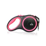 Elite Pet Store | 360 Tangle Free Premium Retractable Dog Leash | Heavy Duty ABS | Anti-Slip Handle | One-Hand Brake, Pause, & Lock | Alloy Buckle | Ideal for Dogs Upto 50kg | Upto 26ft | 3M | Pink