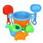 Storite Beach Toys Set for Kids Made in India | Beach Sand Castle Toys - Activity Playset & Gardening Tool with Bucket| Kids Baby Toys | Sand Beach Toys - 6 Pcs + Bucket (Multicolour)
