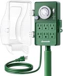 DEWENWILS Heavy Duty Outdoor Power Stake Timer, 24-Hour Mechanical Timer with 6FT Cord, 1800W/15A, Waterproof for Patio Lights, Halloween/Christmas Decorations, ETL Listed