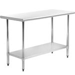 Kitchen Work Table NSF Certification Commercial Stainless Steel Prep Table W/Adjustable Foot Galvanized Base Shelf (24" x 60")