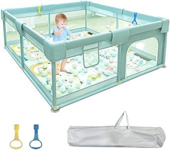 Sulishang Baby Playpen, 127x127x66CM Baby Playard, Playpen for Toddler with Zip Gate, Indoor & Outdoor Kids Activity Center, Safety Play Yard with Soft Breathable Mesh, Green (No Mat)