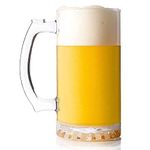 PrimeWorld 500 ml Classic Simple Chic Beer Set of 2 Pcs Strong Glass Mug with Handle, Steins, Freezable Beer Glasses,Everyday Drinking Glasses, Cocktail Glasses