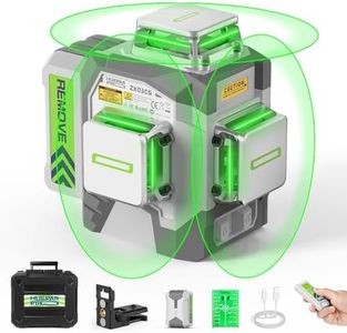 Huepar Pro Niveau Laser Autonivelant 3x360°, Laser Chantier Extérieur en 3D Vert Pour la Construction, Batterie Rechargeable 8000mAh, Télécommande, Support Magnétique et Mallette ZK03CG-S