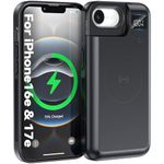 Mavulo Battery Case for iPhone 16e/17e, 8000mAh USB-C Portable Power Bank, CarPlay, Sync Data Supported, Rechargeable Charger Case Compatible with iPhone 16e & iPhone 17e 6.1", Black