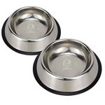 Foodie Puppies Pet Feeding Stainless Steel Bowl for Dogs, Cats & Any Pets - 1800ml, Large (Pack of 2) I Non-Skid Rubber Bottom Food/Water Bowl I Non-Toxic & 100% Safe for Pets