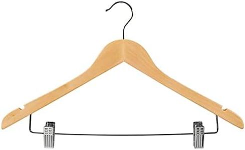 Wooden Hangers with Clips – 20-Pack - Solid Wood Coat Hanger with Clips