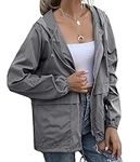 Eledobby Women Plus Size Light Rain Coat Jackets Packable Outdoor Hooded Waterproof Windbreaker XL, Dark Gray