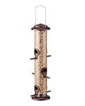 iBorn Metal Bird Feeder Hanging Wild Bird Seed Feeder for Mix Seed Blends Heavy Duty All Metal Coffee Finish,15 Inch 6 Port(Seed is not Included)
