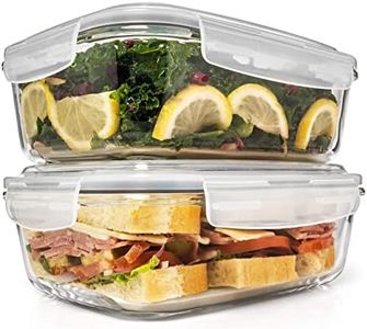 6.5 Cups/ 52 Oz 4 Piece (2 Containers +2 Lids) Glass Food Storage/Baking Container Set w/Locking Lid - For Storing & Serving BPA Free & Leak Proof - Microwave, Dishwasher, Fridge, Freezer n Oven Safe