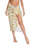 Sarong Women Pareos Summer Long Beachwear Swimsuit Cover Up Bikini Wrap Skirts, Lemon Pattern