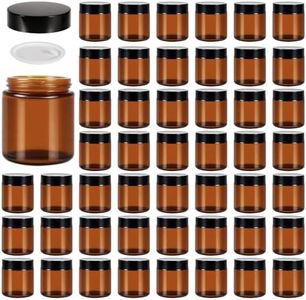 48 Pack 4oz Amber Glass Jars with Lids, Airtight Containers with Liners Lid for Cosmetics, Travel, Lotions Powder, Onitments Candle Making, DIY | Leak-Proof, Reusable (4OZ)