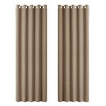 PONY DANCE Blackout Window Curtains - Thermal Insulated Eyelet Curtain Panels Home Decoration for Room Darkening & Energy Saving, 2 Pieces, 66 inch Wide by 90 inch Drop, Mocha