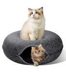 The Fellie Large Cat Tunnel Bed, Scratch Resistant Cat Donut Bed, Cat Tunnels for Indoor Cats, Cat Tunnel Cave Bed with Zipper Design, Interactive Cat Toy for Cats and Kittens, Up to 30 Lbs,60*60*27cm