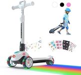 Electric Scooter for Kids Ages 3-12, Kids Scooter with Bluetooth Music Speaker, LED Light-up Wheels, Thumb Accelerator and 3 Adjustable Heights, iScooter iK2 Foldable Kids Scooter, Gift for Boys Girls